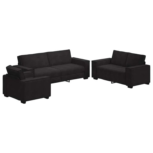 vidaXL Sofa Set Black Velvet (100% polyester), metal, plywood, solid wood