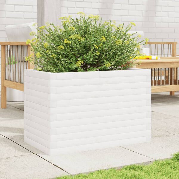 vidaXL Garden Planter White Solid pine wood Medium Garden Planter