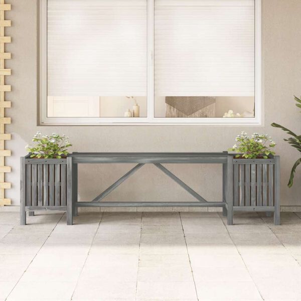 vidaXL Garden Bench Grey Solid acacia wood 59 in Planters Garden Bench
