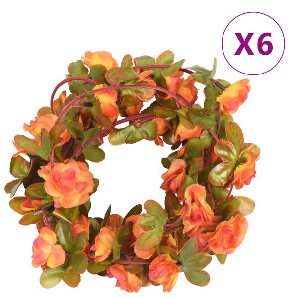 vidaXL Christmas Flower Garland Orange Artificial silk 98.4 in
