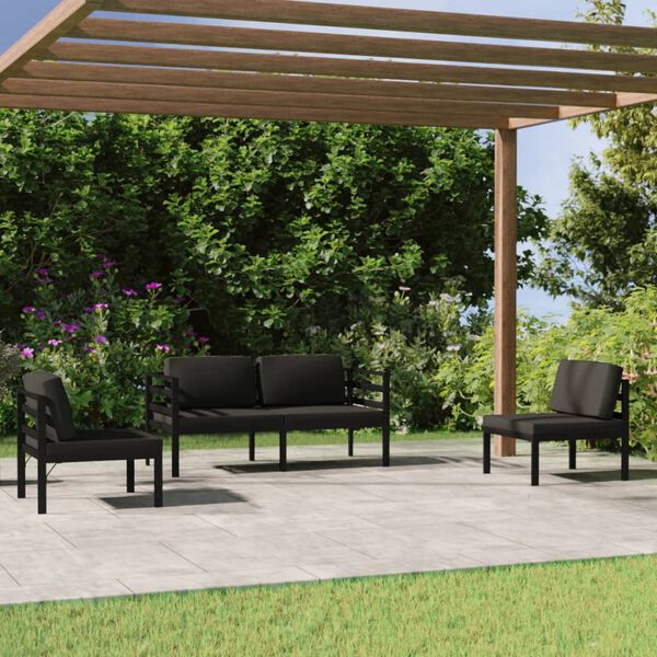 vidaXL Garden Lounge Set Anthracite Aluminum, Polyester Standard Modular
