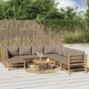 vidaXL Garden Lounge Set Taupe Bamboo, 100% polyester 9-piece set