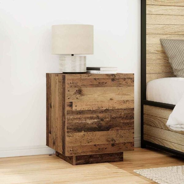 vidaXL Bedside Cabinet with Drawer Old Wood 17.72 x 15.75 x 21.65 in
