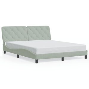 vidaXL Bed Frame Light Grey Velvet Queen Bed Frame Rectangular