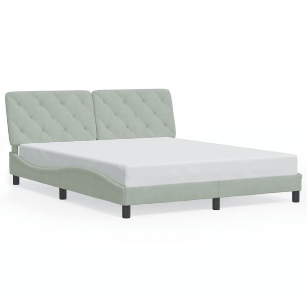 vidaXL Bed Frame Light Grey Velvet Queen Bed Frame Rectangular
