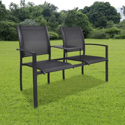 vidaXL 2 Seater Patio Bench 51.6" Steel and Textilene Black