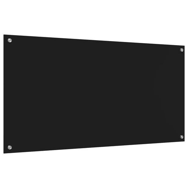vidaXL Kitchen Backsplash Black 47.24 x 23.62 x 0.24 in Tempered Glass