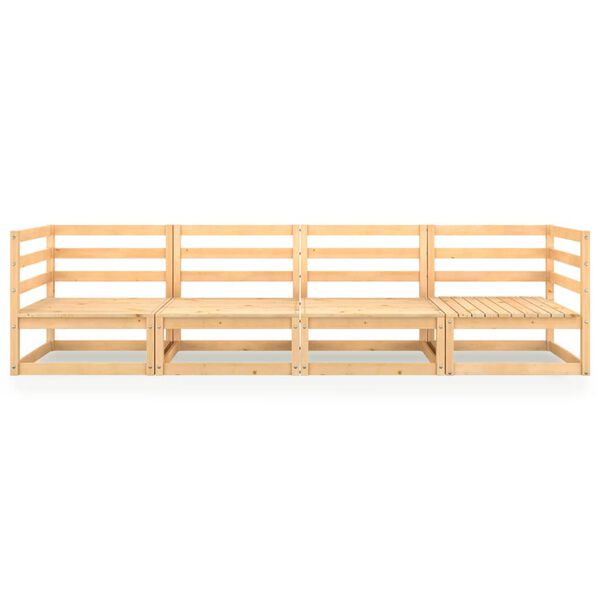 vidaXL Garden Sofa Brown Solid Pine Wood Medium Modular Garden Sofa