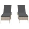 vidaXL Sun Lounger Light Grey Poly Rattan, Powder-Coated Steel