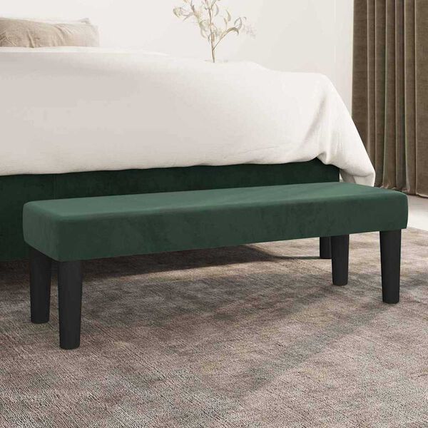 vidaXL Bench Dark Green 39.37 x 11.81 x 11.81 in Velvet
