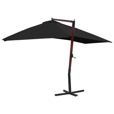 Duwen Aanhankelijk Giraffe vidaXL Hanging Parasol with Wooden Pole 157.5"x118.1" Black | vidaXL.com