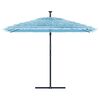 vidaXL Garden Parasol Blue Polyester, Steel, Straw Large