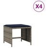 vidaXL Garden Stool Grey PE Rattan, Powder-Coated Steel 15.7x15.7x13.8 in