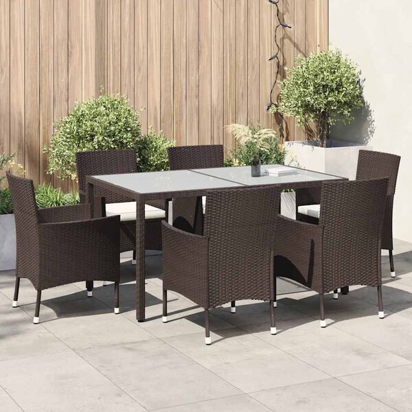 vidaXL Garden Dining Set Brown, Cream White