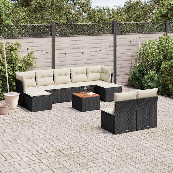 vidaXL Garden Sofa Set Black, Cream White