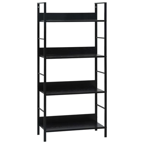 vidaXL Shelf Cabinet Black Engineered Wood, Steel Medium Shelf Cabinet