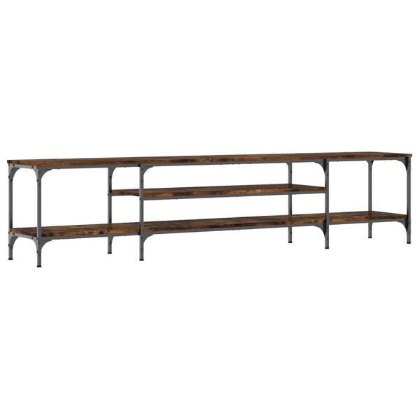vidaXL TV Cabinet Smoked Oak Engineered Wood, Iron Extra Long