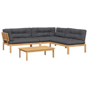 vidaXL Pallet Sofa Set Anthracite Solid Acacia wood Medium Modular