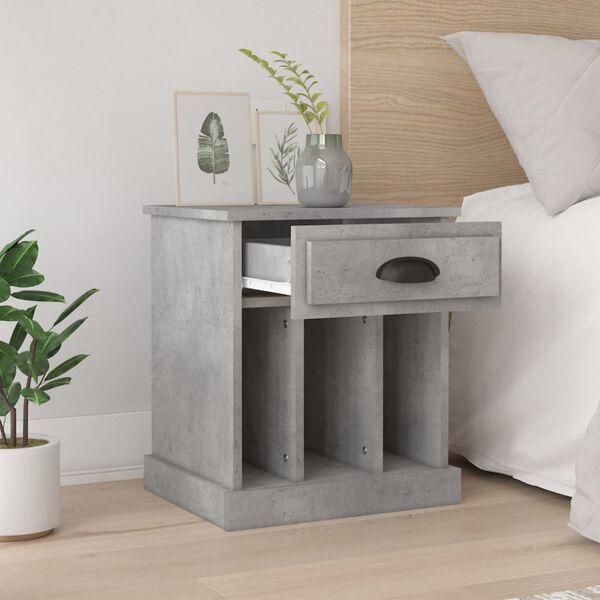 vidaXL Bedside Cabinet Set of 2 Concrete grey Engineered wood Medium