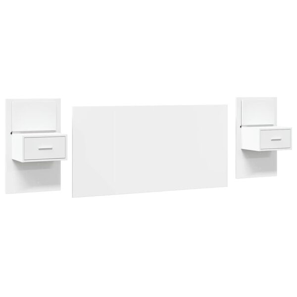 vidaXL Bed Headboard With Cabinet White Engineered wood Fits for 63 in bed