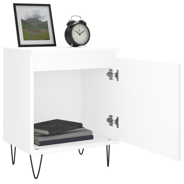 vidaXL Bedside Cabinet Set of 2 White Engineered Wood Medium