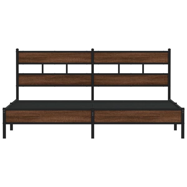 vidaXL Bed Frame Brown Oak Steel, engineered wood Super King Bed Frame