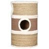 vidaXL Cat Barrel Brown, White Flakeboard, plush, seagrass Large Durable