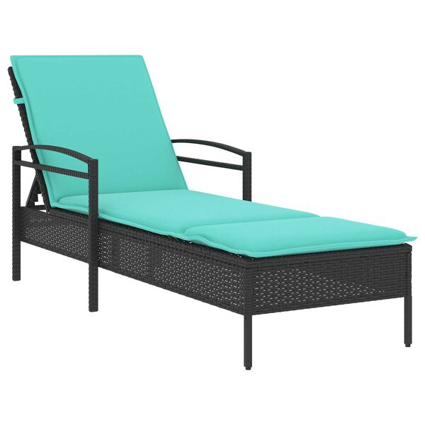 vidaXL Sun lounger Reclining Black 63 x 200 x 81cm poly rattan