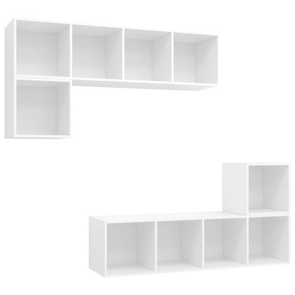vidaXL TV Cabinet Set White Engineered Wood Standard TV Cabinet Set