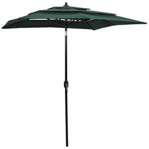 vidaXL Parasol Green Polyester, Powder-Coated Aluminum 6.6x6.6 ft