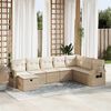 vidaXL Garden Sofa Set Beige PE Rattan Adjustable Armrests