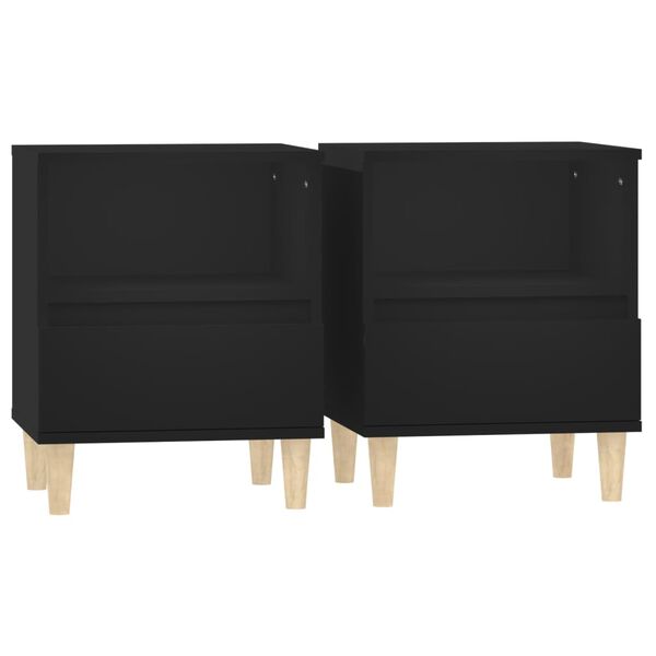 vidaXL Bedside Cabinet Set of 2 Black