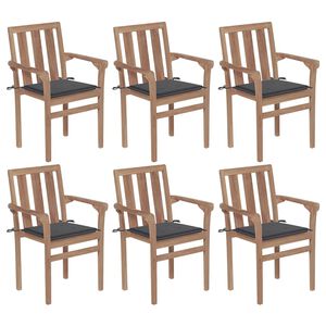 vidaXL Stackable Chair Set of 6 Teak Teak wood Standard Stackable
