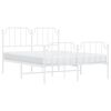vidaXL Bed Frame White Powder-Coated Steel 53.1 x 74.8 in Bed Frame