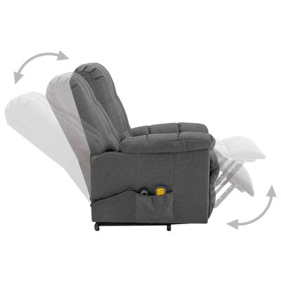 vidaXL Power Lift Massage Recliner Light Gray Fabric
