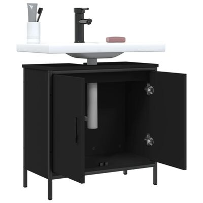 vidaXL Bathroom Sink Cabinet Black 23.6"x11.8"x23.6" Engineered Wood