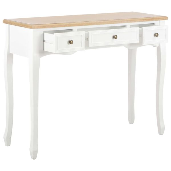 vidaXL Dressing Table White and Brown MDF and Pinewood Compact