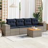 vidaXL 5 Piece Patio Sofa Set with Cushions Gray Poly Rattan