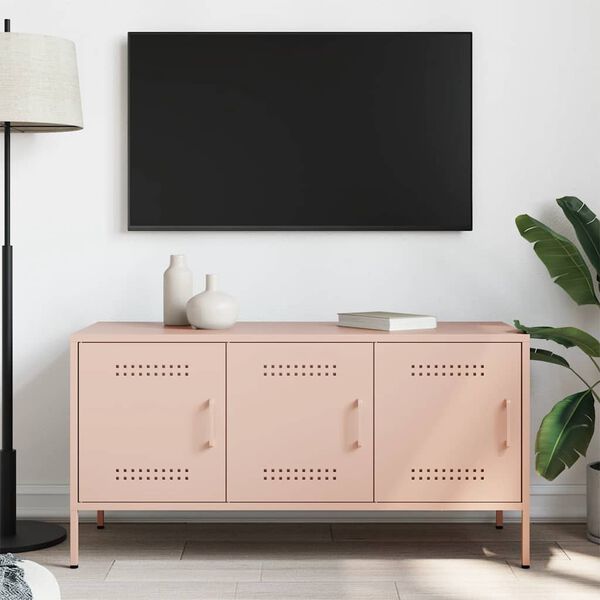 vidaXL TV Cabinet Pink Steel Medium Media Cabinet Rectangular