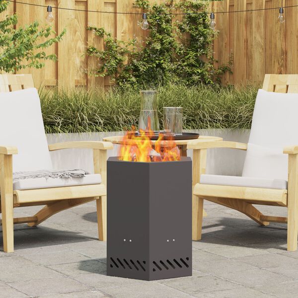 vidaXL Smokeless Fire Pit Black 14.96 x 14.96 x 20.08 in Steel