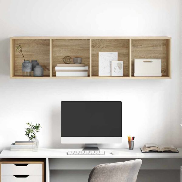 vidaXL Wall-mounted TV Stand Sonoma Oak 14.6"x14.6"x56.1" Engineered Wood