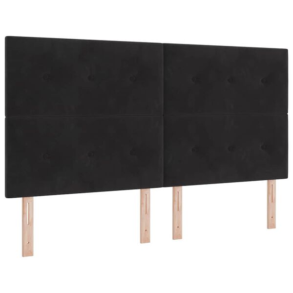 vidaXL Headboard with LED Strip Lights Adjustable Black 35.4" Velvet