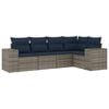 vidaXL 5 Piece Garden Sofa Set with Cushions Grey Poly Rattan