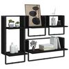 vidaXL Wall Shelf Set Set of 4 Black Engineered wood, metal Small