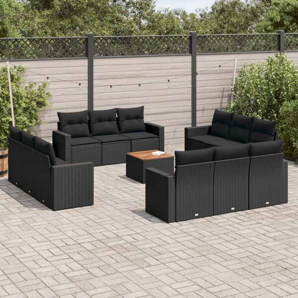 vidaXL Garden Sofa Set Black Poly Rattan Large Modular Garden Sofa Set