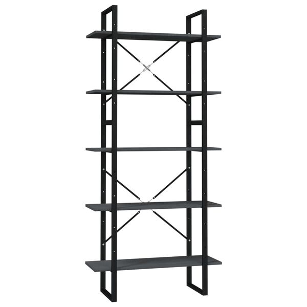 vidaXL Book Cabinet Grey Pinewood Medium Book Cabinet Rectangular