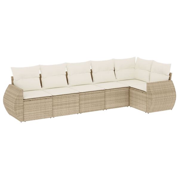 vidaXL Garden Sofa Set Beige PE rattan 6-Piece Adjustable Feet