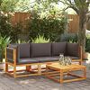 vidaXL Garden Sofa Corner with Cushions Wood Acacia&Rope