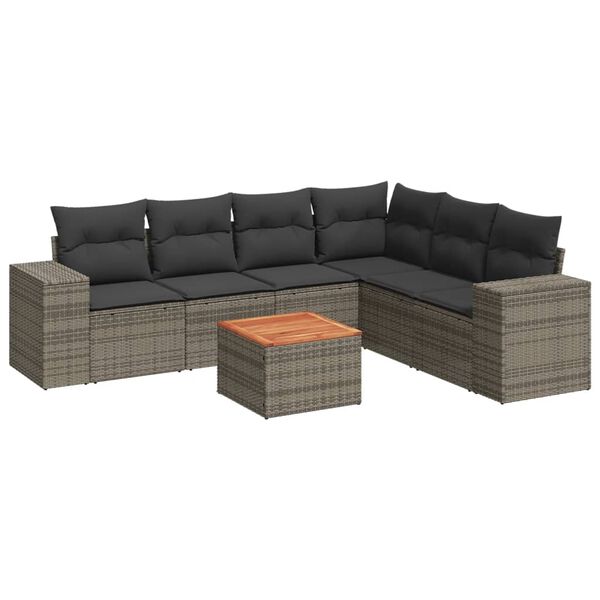 vidaXL Garden Sofa Set Gray Poly Rattan Large Modular Garden Sofa Set