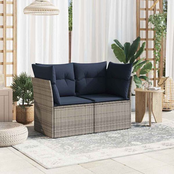 vidaXL Garden Sofa Grey 48.82 x 24.41 x 27.17 in Poly rattan